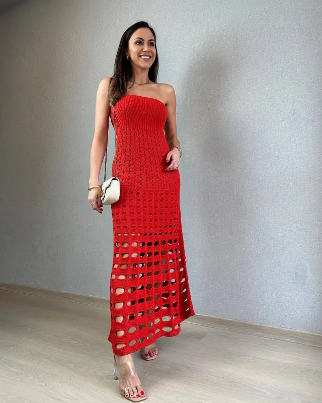 Women's Summer Tube Top Seaside Tight Dress Red - Shop at LoveMi