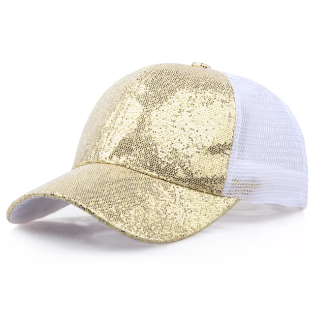 Rear Opening Glittering Mesh Duckbill Cap Gold White - Shop at LoveMi