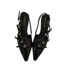 Ankle-strap Stilettos Square Toe High Heel Sandals - Black - View 1