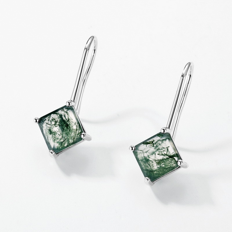 Inlaid Aquatic Plant Agate Earrings For Women