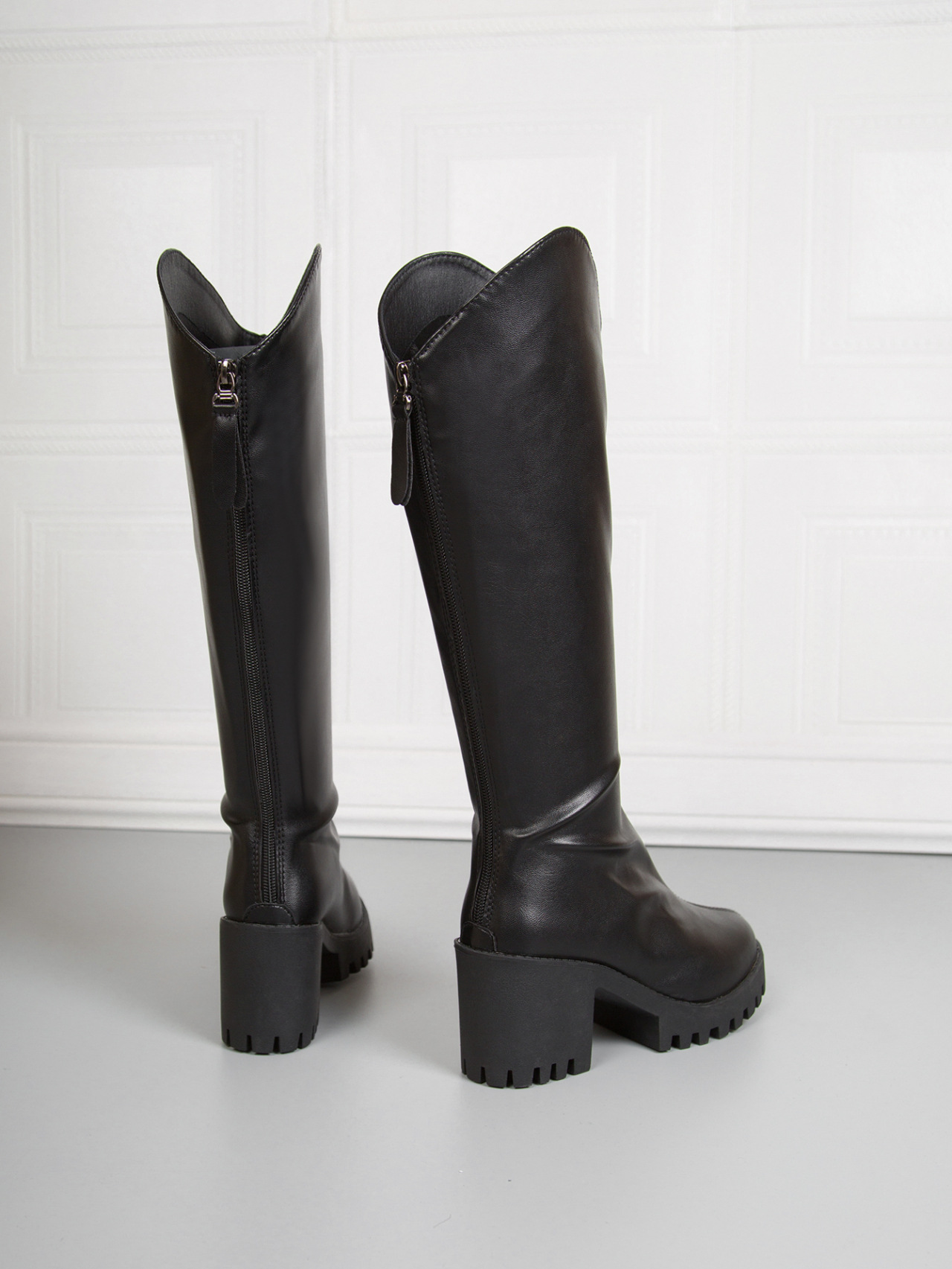 Women’s Thick High-Heel Knee-High Black Boots