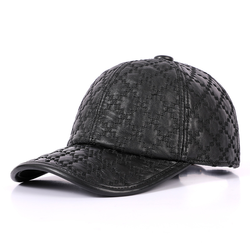 Full-grain Sheepskin Korean Style Small Plaid Hat Men — foto 9