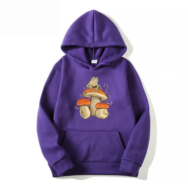 Sweatshirt Plain Letter Printed Kangaroo Pocket Drawstring Hoodie Purple - Shop at LoveMi