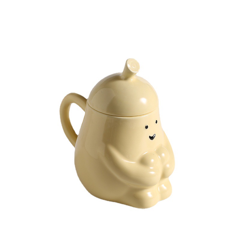 Hug Pear Water MugCeramic Mug Student Breakfast Milk Cup With Lid 5