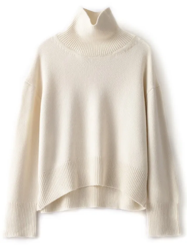 Profile Loose And Idle Thickened Turtleneck Woolen Sweater White - Shop at LoveMi