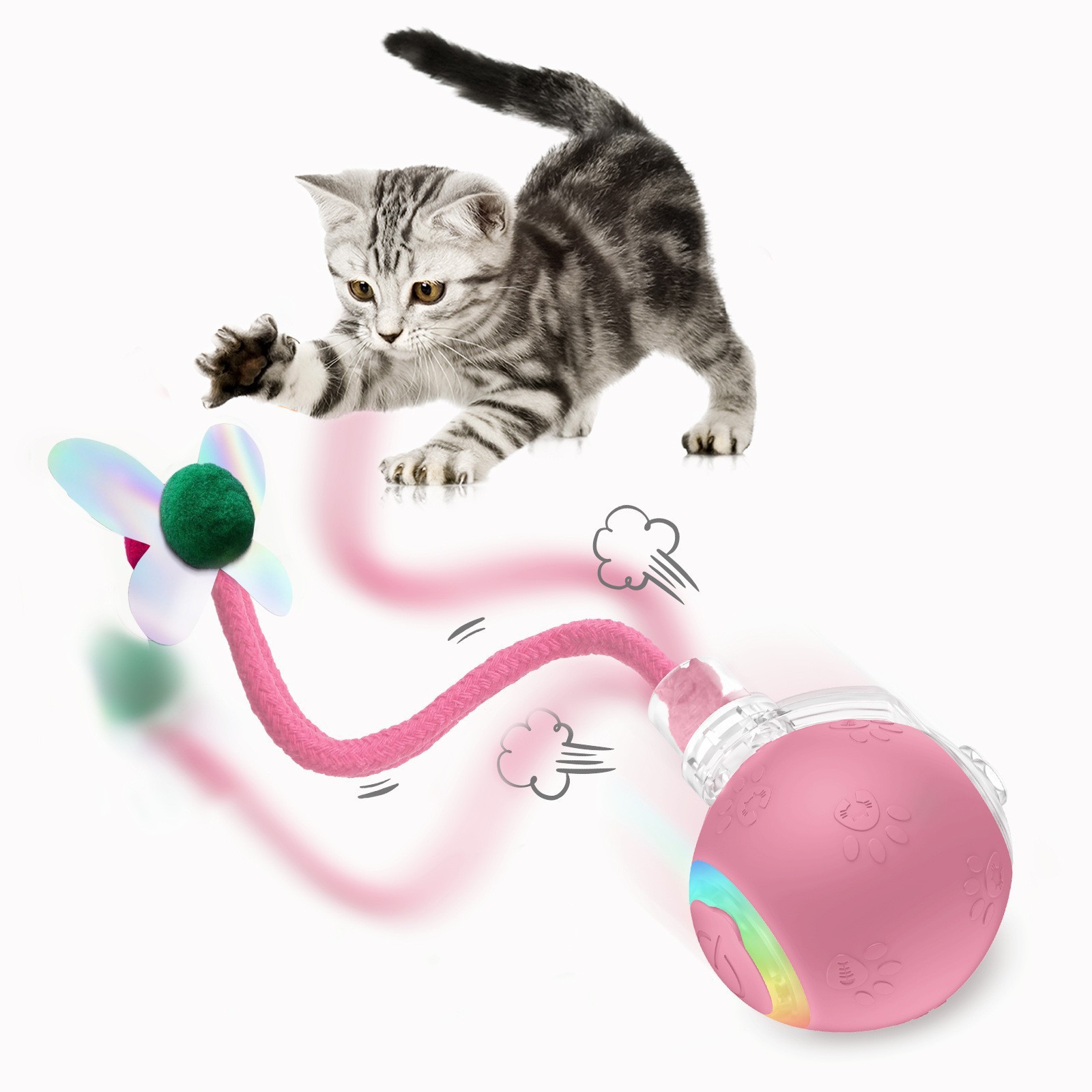 Bola inteligente con cuerda para gatos