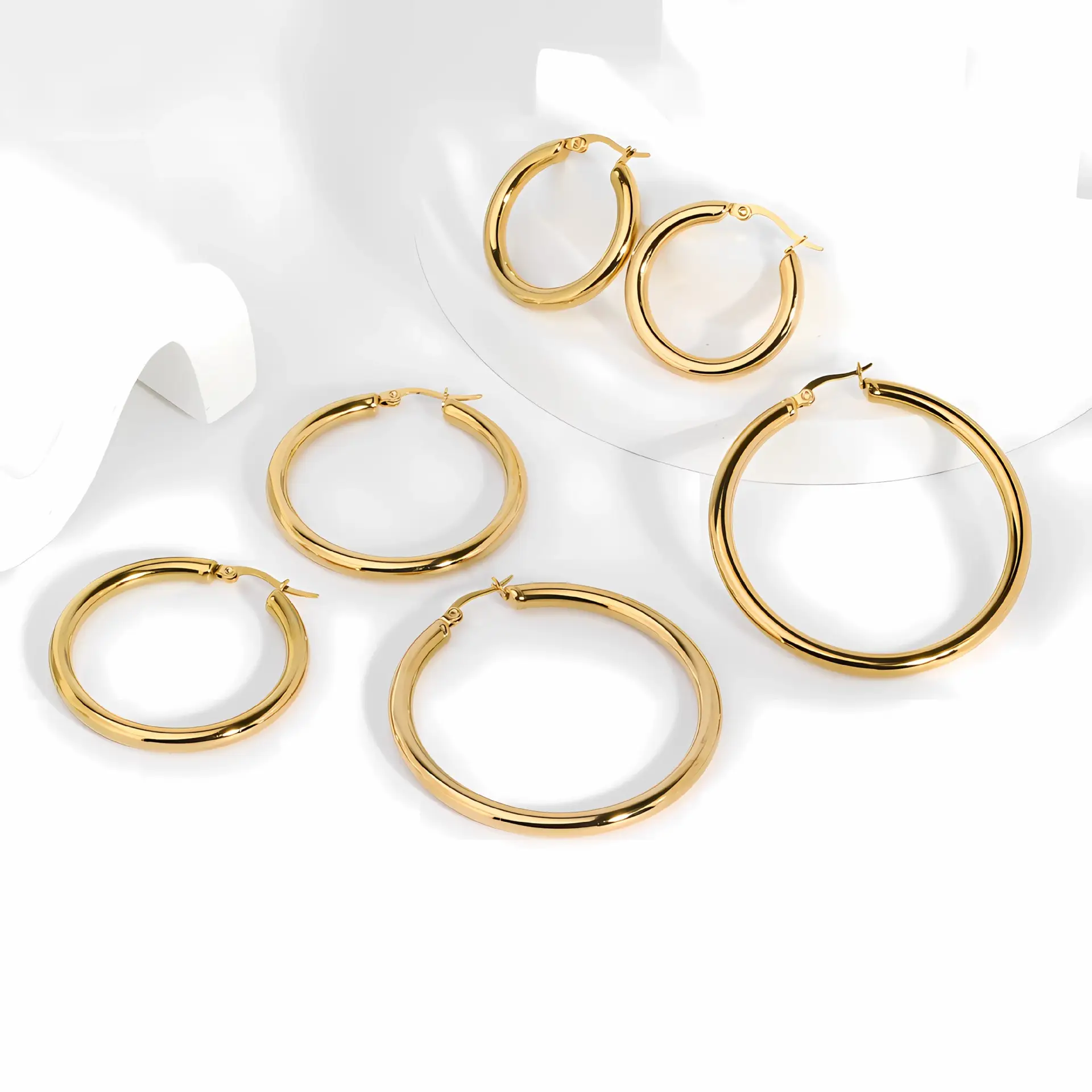 Stainless Steel Exaggerated Circle Hollow High-grade Earrings