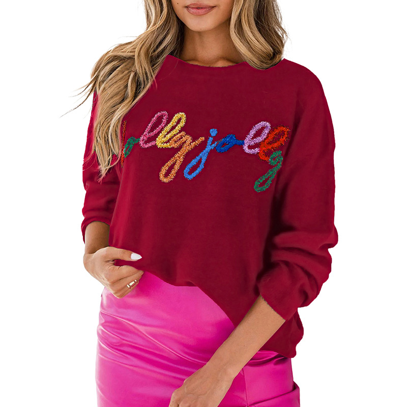 Women's Autumn Simple Loose Colored Letter Sweater P403 - Shop at LoveMi