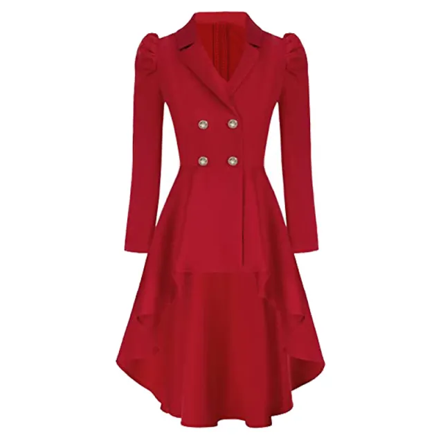 Waist tight Pure Color Split Single breasted Casual Jacket Red - Shop at LoveMi