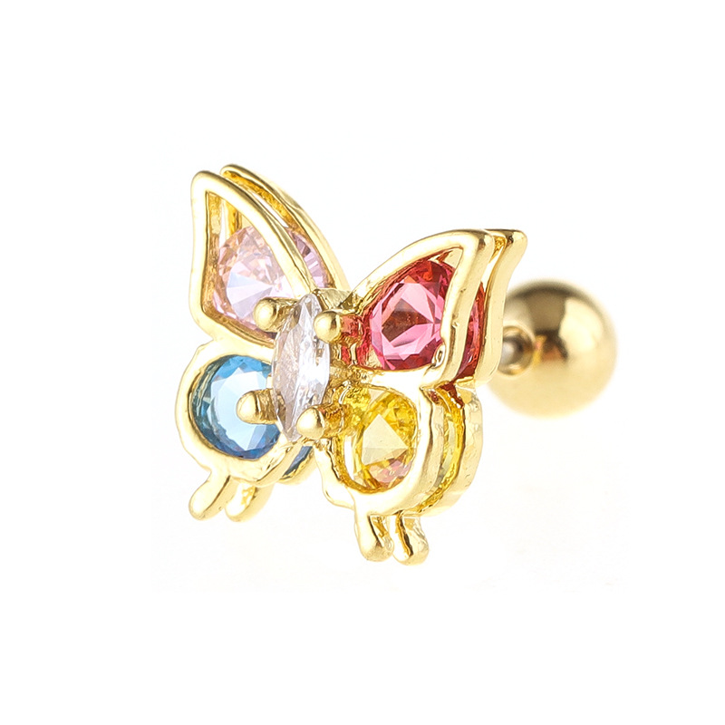 Copper Micro Inlaid Zirconium Stainless Steel Thread Simple Earrings