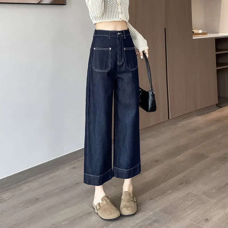 Straight-leg Loose-fit Figure-flattering High-waist Draping Wide-leg Pants