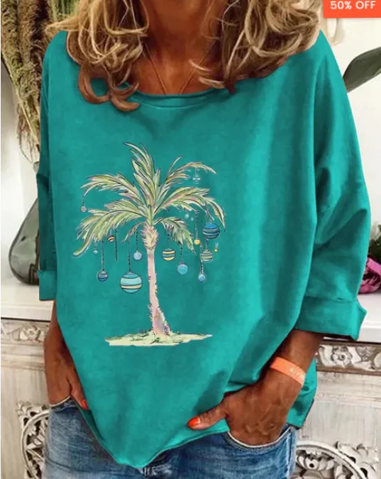 Women's Loose-fitting Thin Long Sleeve T-shirt - Lake Green