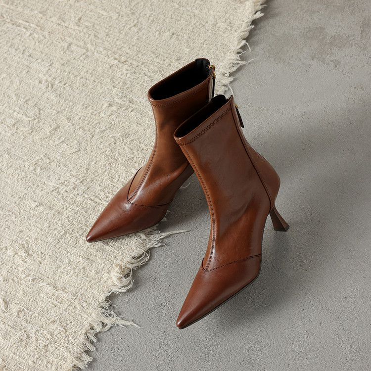 Women’s Cowhide Pointed Toe Stiletto Ankle Boots