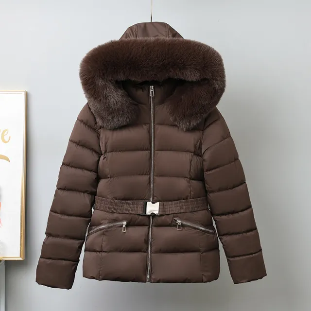 Brushed Lining Slim fit Elegant Cotton padded Coat Brown - Shop at LoveMi