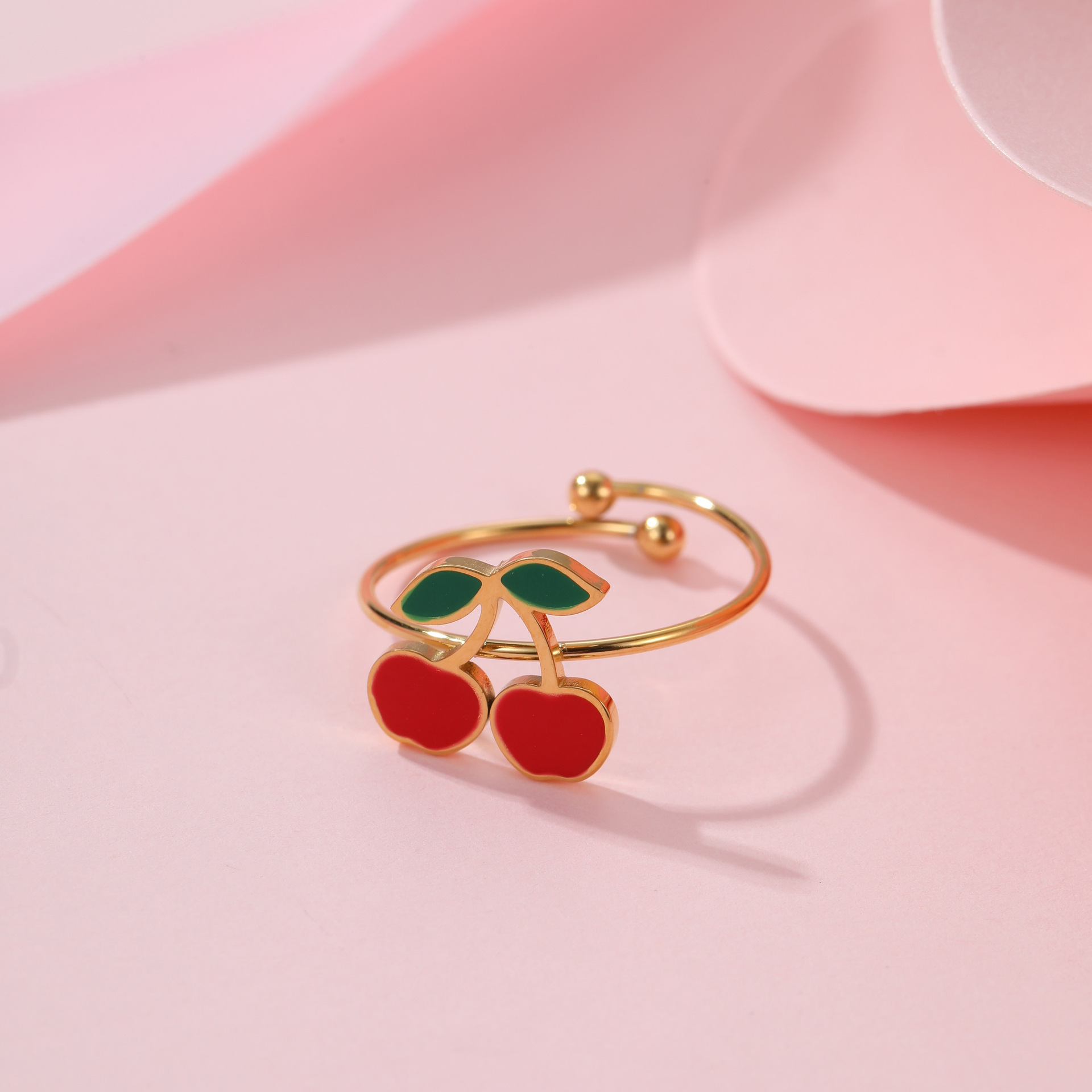 Cherry Necklace Bracelet Titanium Steel Earring Ring Pieces