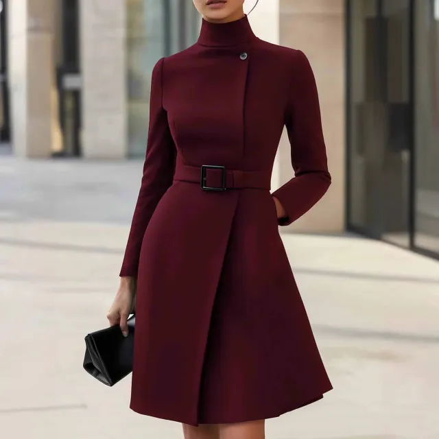 Women's Long Sleeve Fashion Casual Dress Wine - Shop at LoveMi