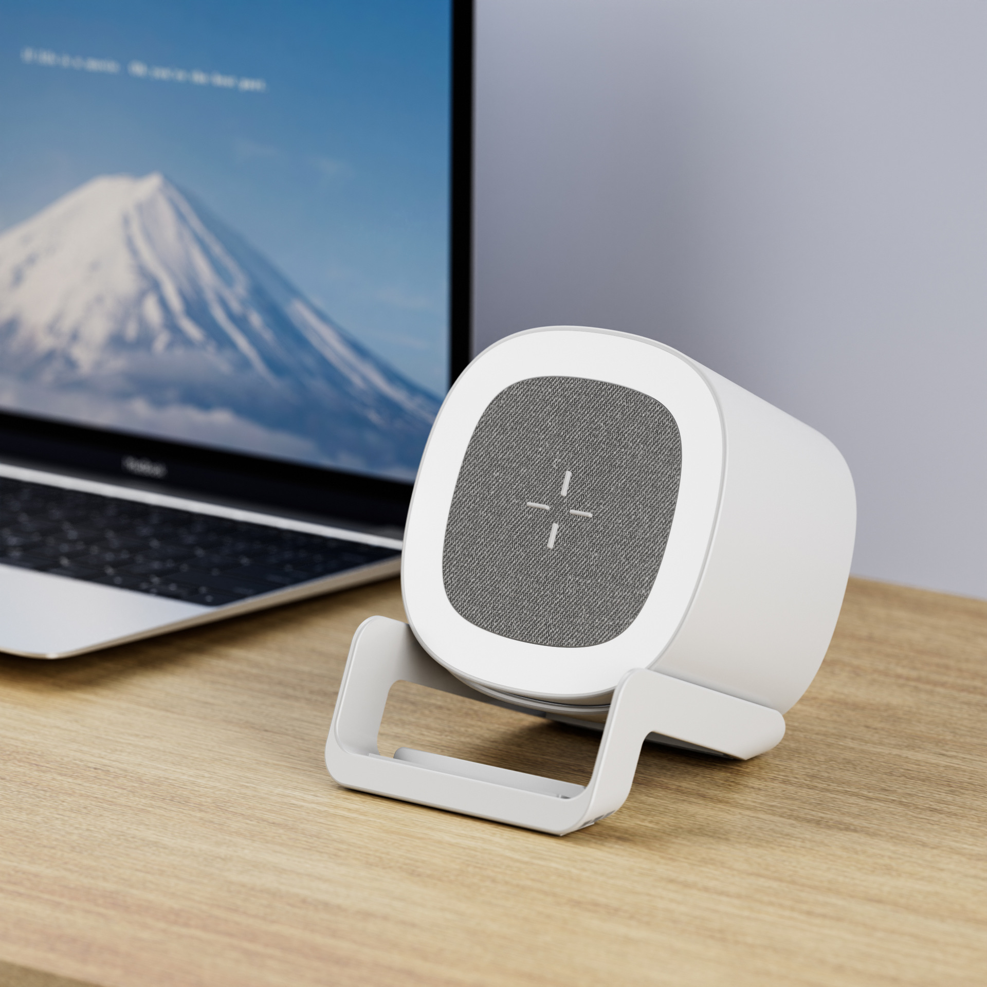 4-in-1 Wireless Charger Phone Stand with Bluetooth Speaker & LED Light – Desktop - Photo 11 sur 11