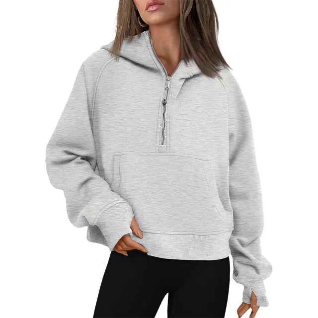 Fall Winter Hooded Zipper Thickening Sweater Gray - Shop at LoveMi