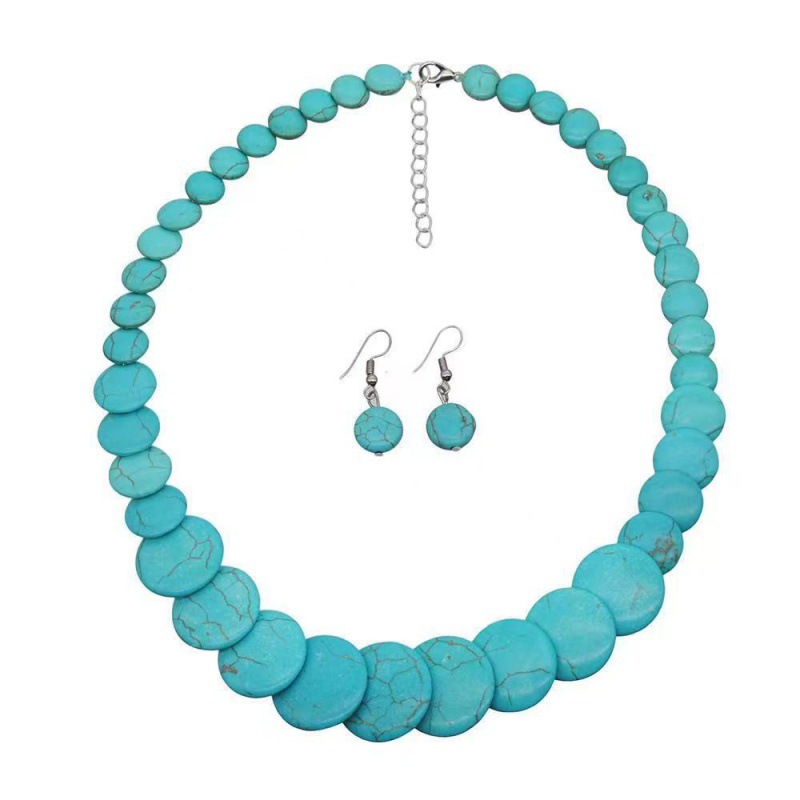 Fashion Beaded Necklace Turquoise Clavicle Chain Retro Vacation Necklace