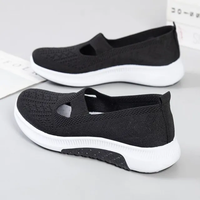 Women's Cloth Shoes Spring Style Soft Bottom Women's Casual Pumps Fly Woven Mesh Mom Shoes Black - Shop at LoveMi