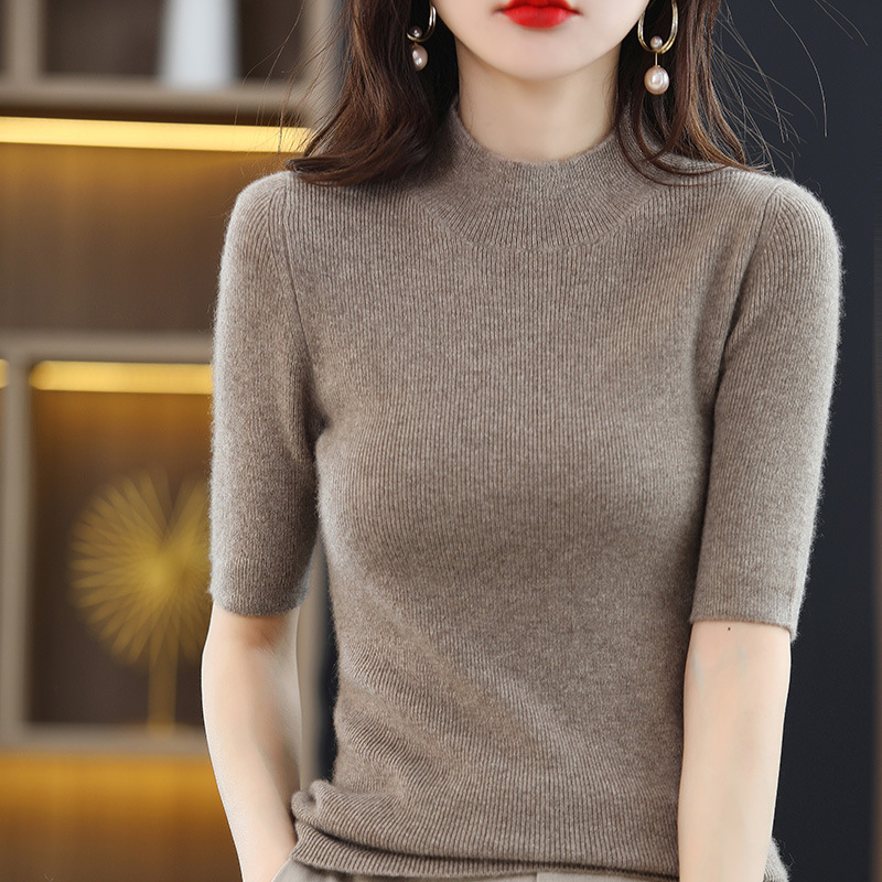 Womens Half-Neck Pullover Knitted Sweater