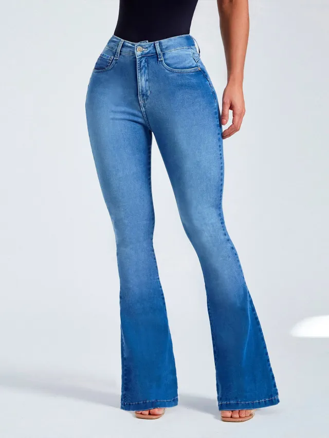 High Waist Slim Stretch Shaping Women's Jeans Light Blue - Shop at LoveMi