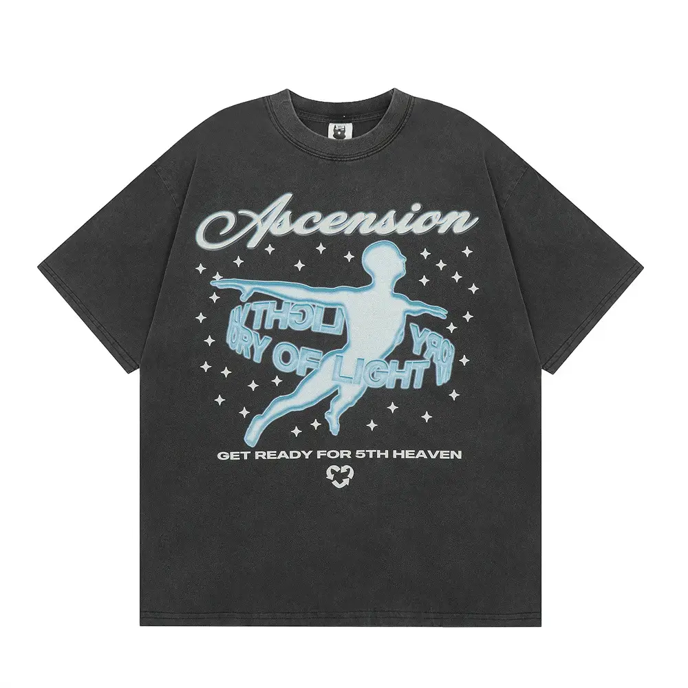 Men's Printed Short Sleeve Washed And Worn