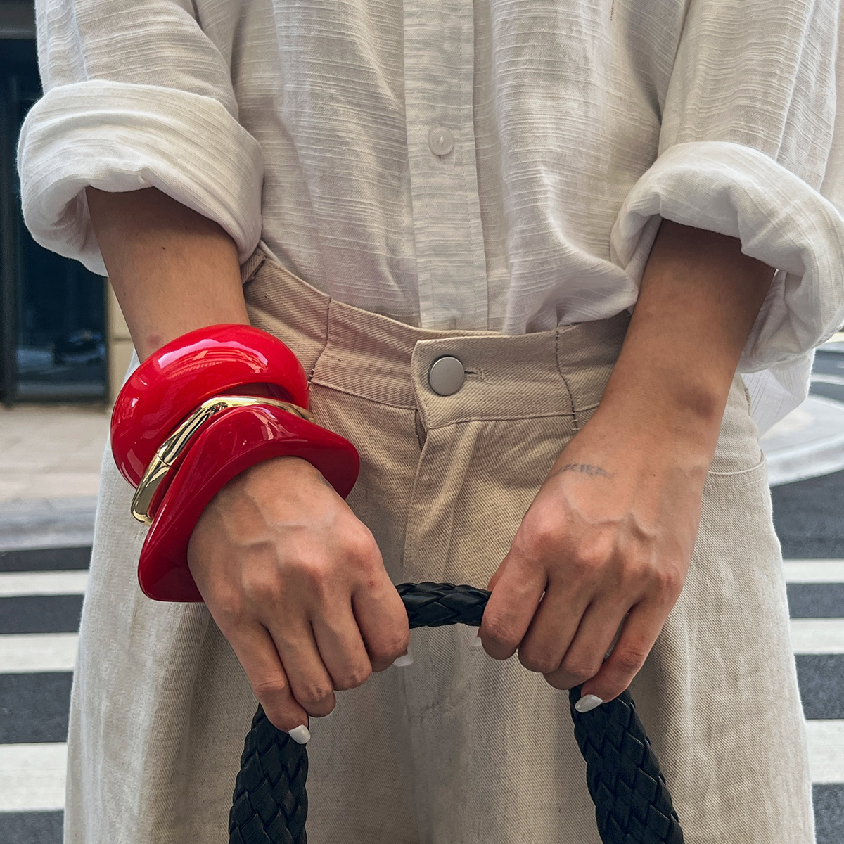 Irregular Red Acrylic Resin Bracelet