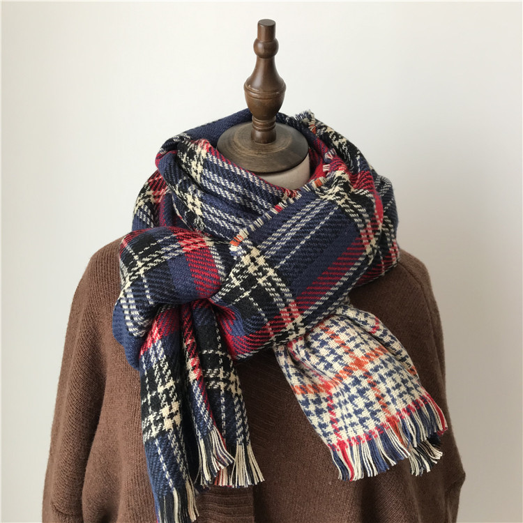 Double Sided Plaid Navy Blue