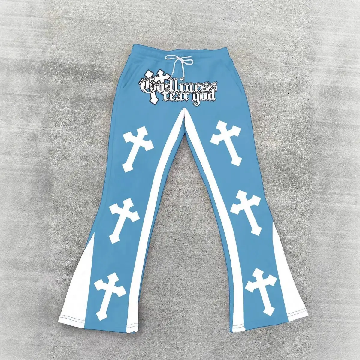 Retro Letter Print Mens Loose Casual Pants