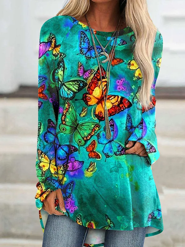 Pullover Long Sleeve Abstract 3D Printed Loose Round Neck Women's T shirt Bl22091L8 3Xl - Shop at LoveMi