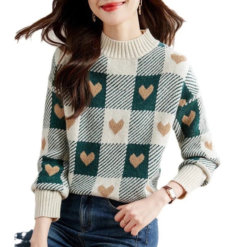 New Small Idle Style Loose Soft Glutinous Half Turtleneck Sweater - Picture Color-M