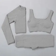Yoga Clothes Suit Sportswear Jacquard High Elastic Casual - Light Gray - View 1