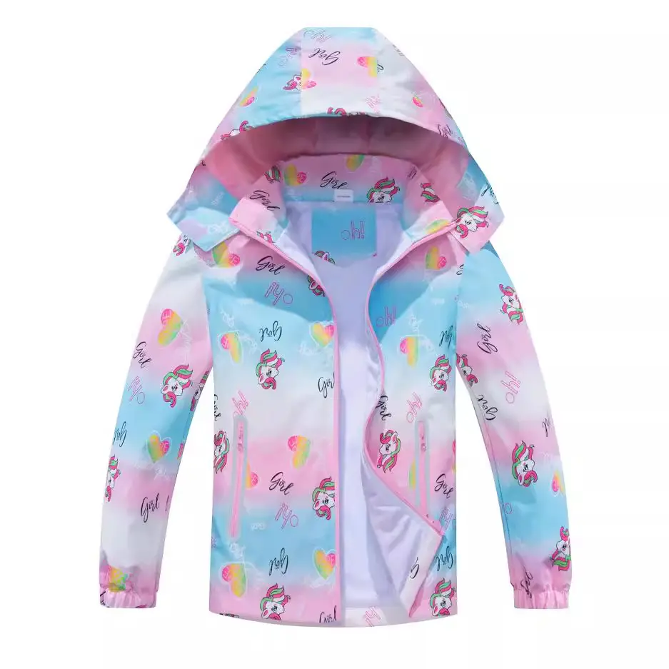 Springautumn New-arrival Dinosaur-print Gradient-color Zip-up Hoodie