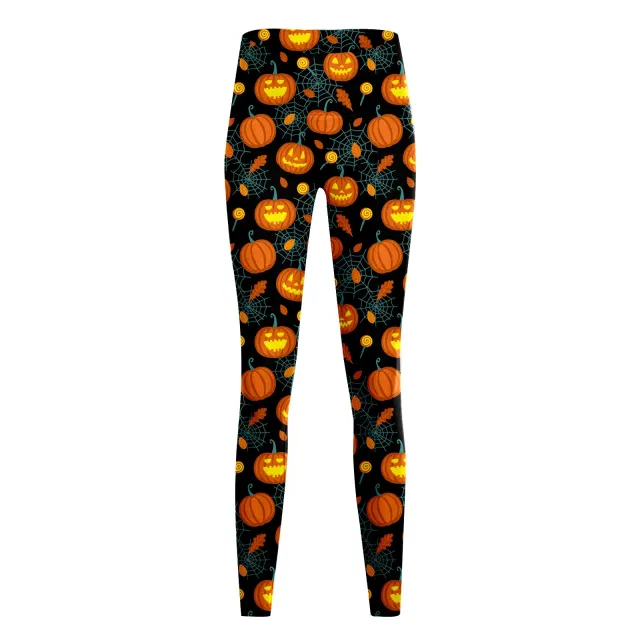 Women's Fashion Casual Halloween Pumpkin Print High Waist Yoga Slim Fit Fitness Pants Yjkxps148 S - Shop at LoveMi