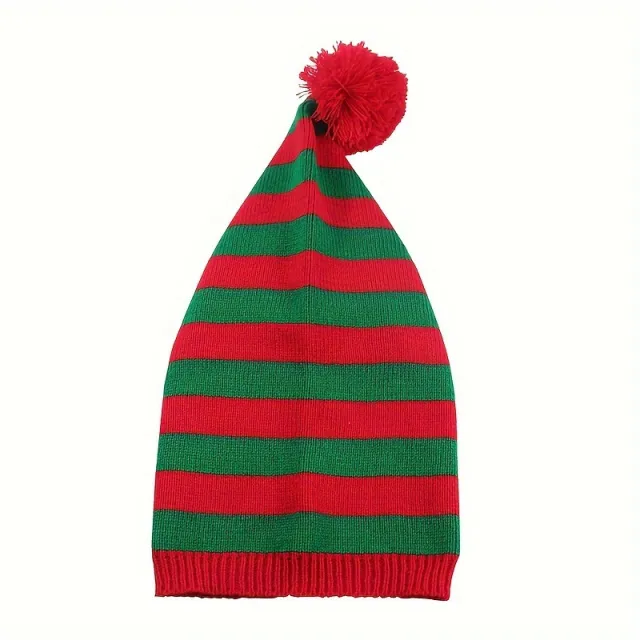 Christmas Knitted Woolen Cap Red And Green Red Green - Shop at LoveMi