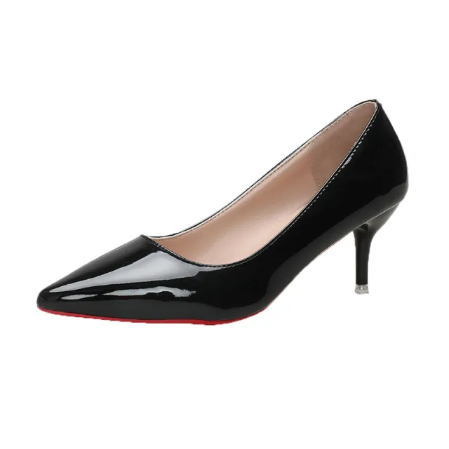 New Women's Spring European And American Pointed Toe Shallow Mouth Stiletto Heel Fashion Shoes Bright 6Cm 40 - Shop at LoveMi