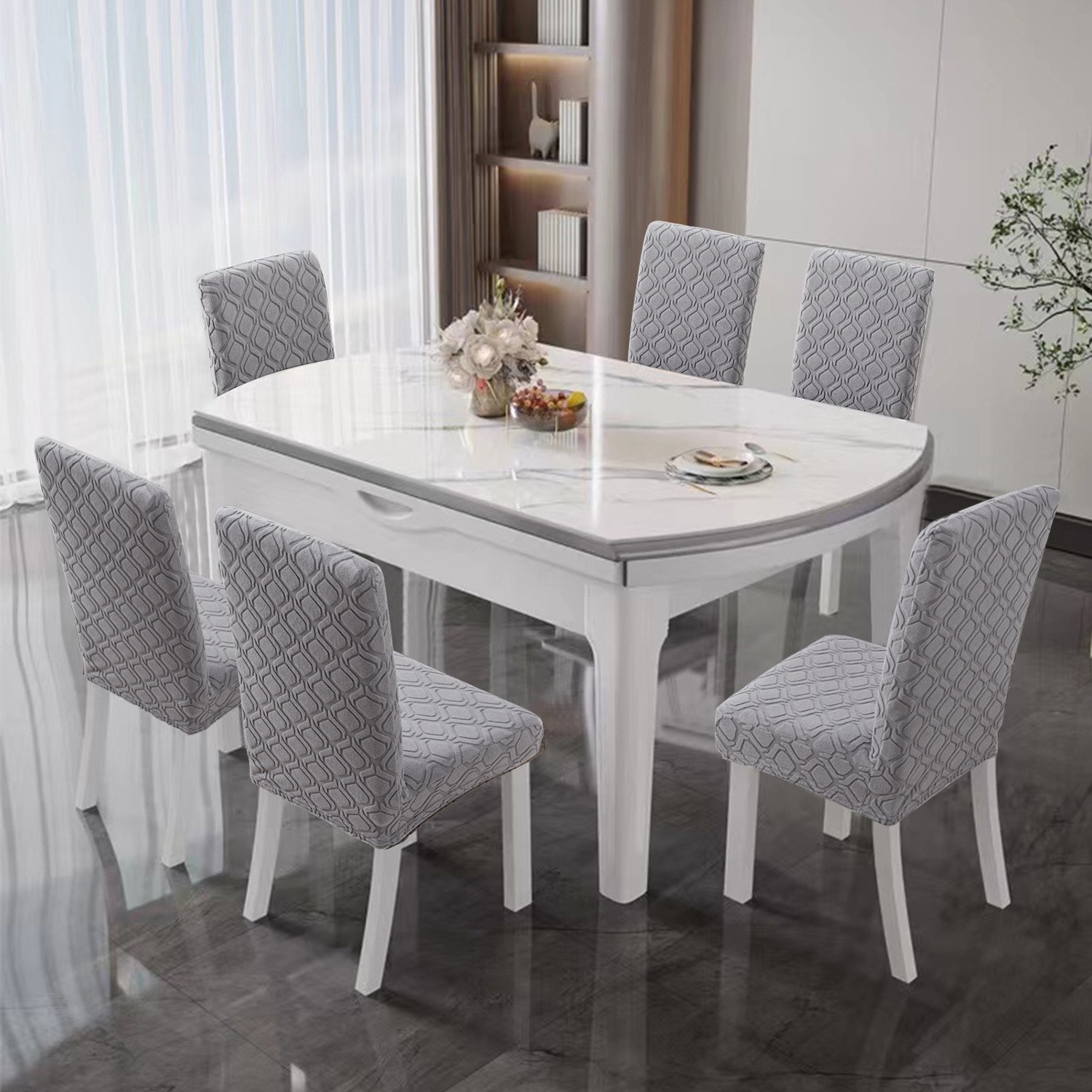 Solid-color Jacquard Regular Chair Cover