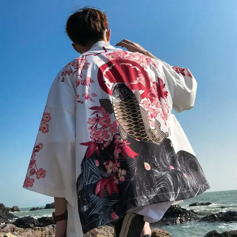 Robe Men's Loose Sun Protection Three-quarter Length Sleeves Cardigan Coat