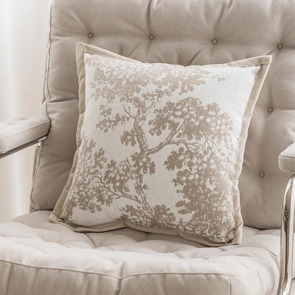 Cream Color Sofa Cushion Nordic Houndstooth Pillow Cover - Oil Painting Forest 45X45Cm