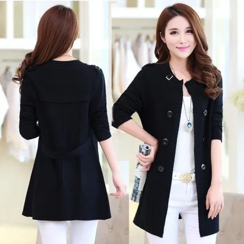 Women's New Slim Fit Sweater Coat Black - Shop at LoveMi