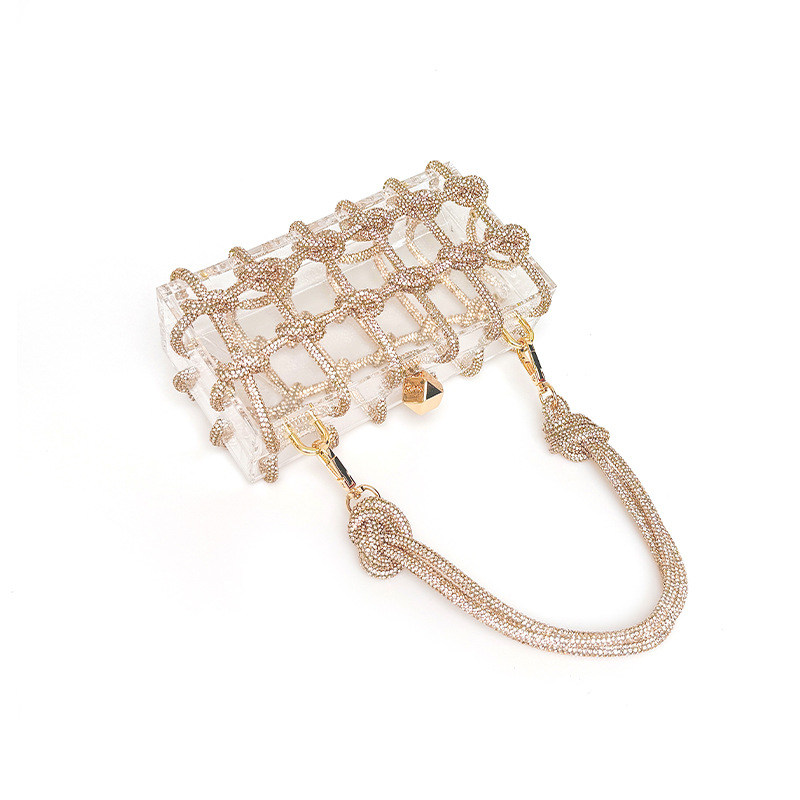 French Sweet Shiny Rhinestone Banquet Small Square Bag — foto 17