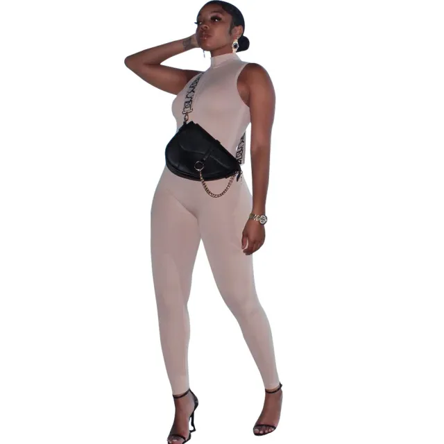 Women's Sports Tight Sleeveless One piece Apricot - Shop at LoveMi