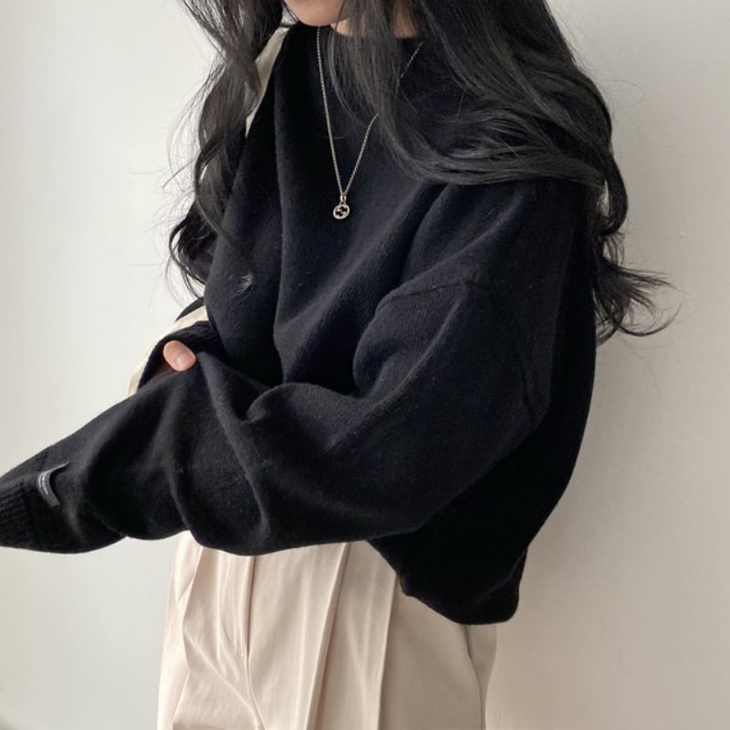 Round Neck Pullover Mid-length Warm Top