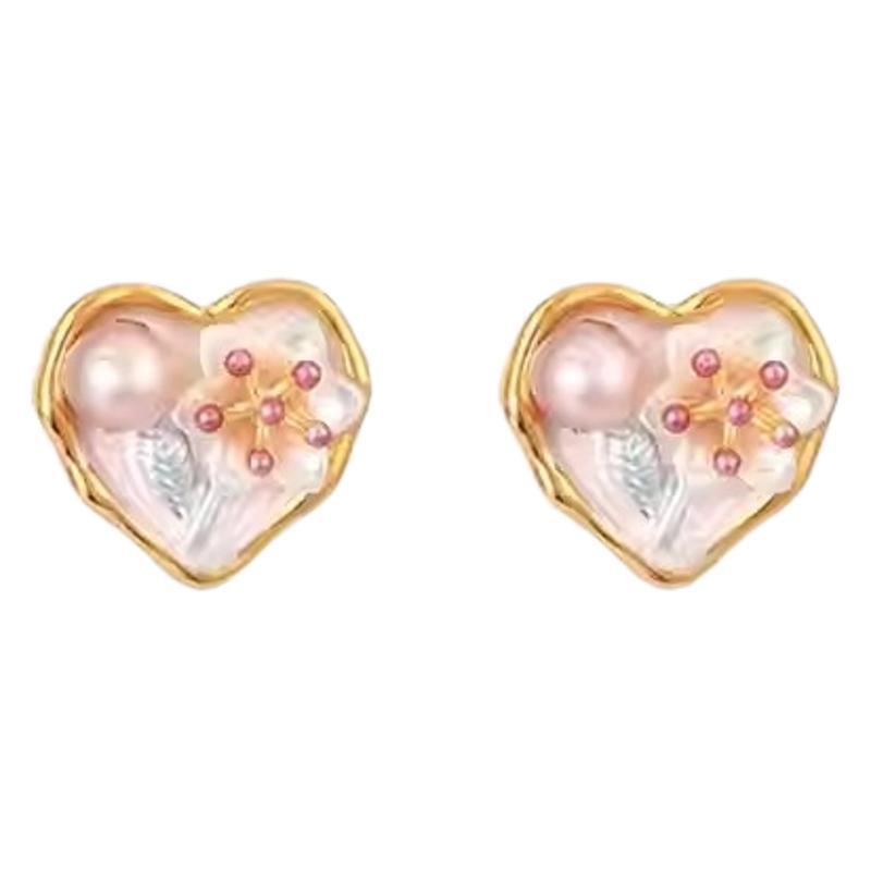 Jardin Monet Oil Painting Flower Pearl Earrings