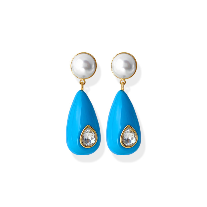 High-grade 925 Color Water Drop Silver Stud Earrings