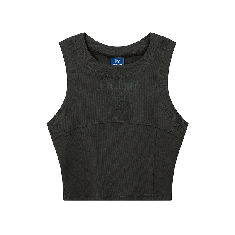 Cropped Camisole Slim Fit Slimming Letters Vest For Women - Lead Gray