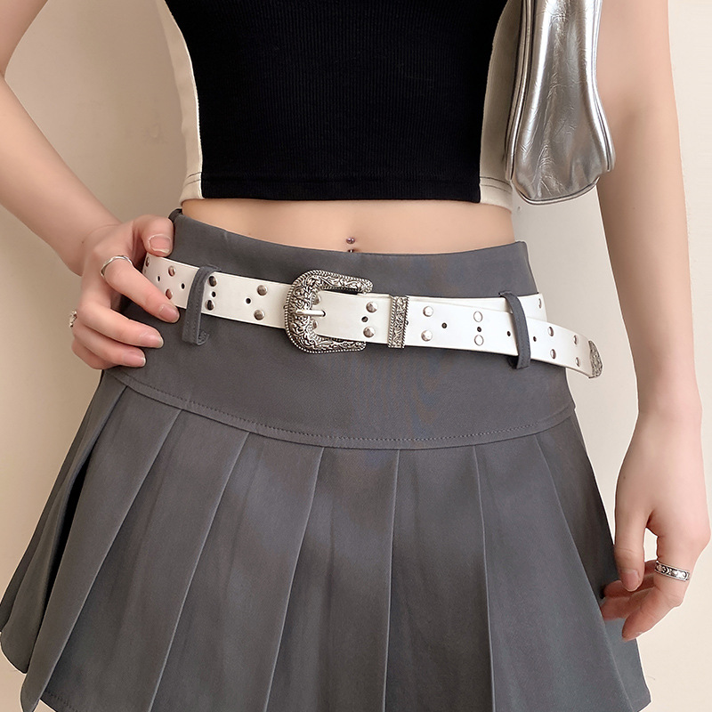 Retro Silver Alloy Buckle Belt Women's All-matching