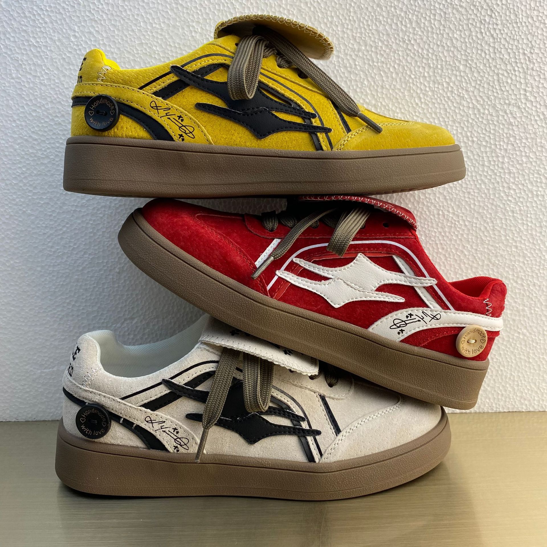 Korean-style Genuine Leather Niche Flip-top Casual Sneakers For Women