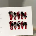 Handmade Wine-red Long Nail Tips For Wearable Nails view 1